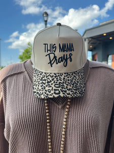 This Mama Prays embroidered leopard hat