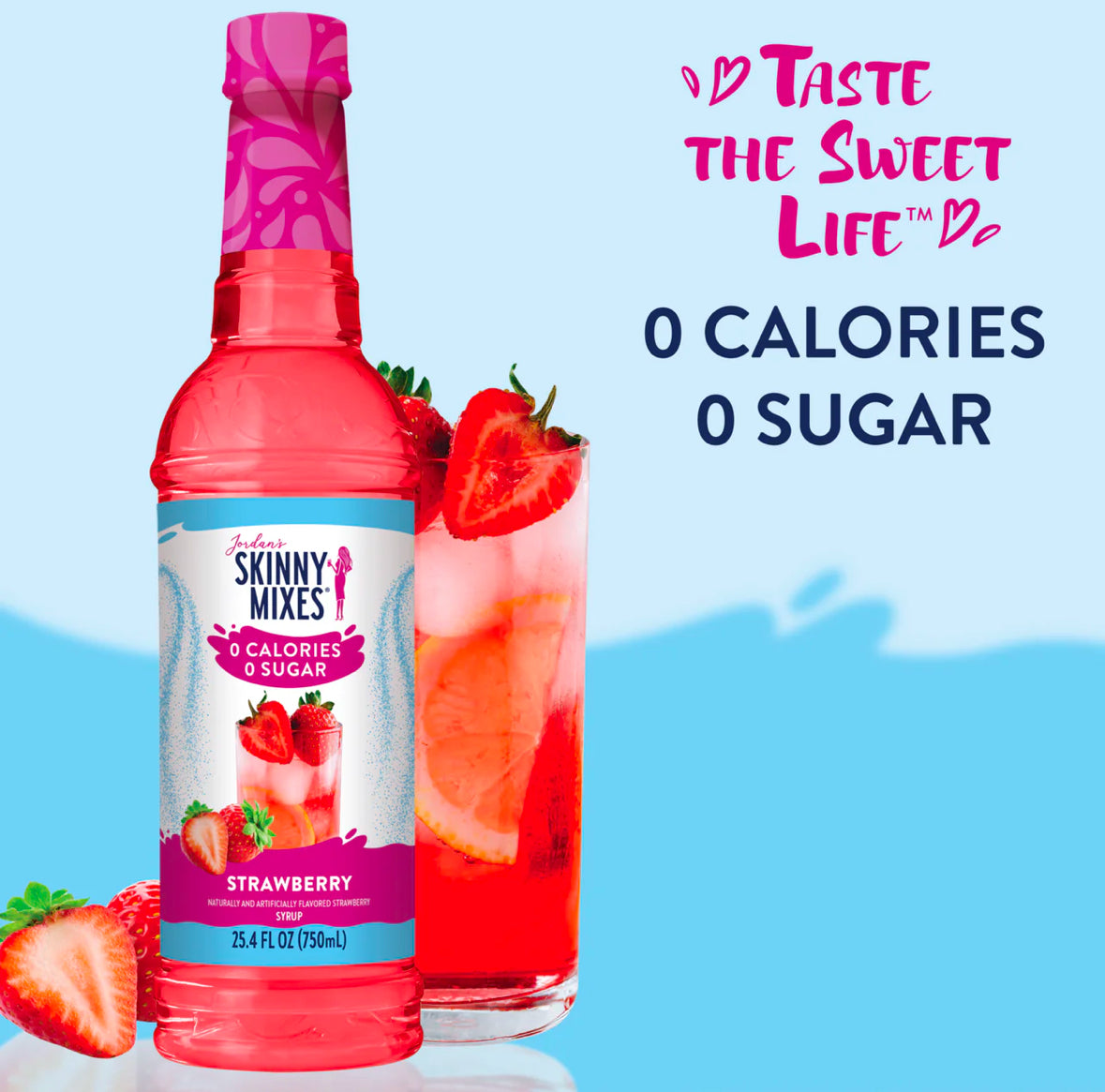 NEW! Jordan's Skinny Strawberry Sugar Free Drink Syrup Mix