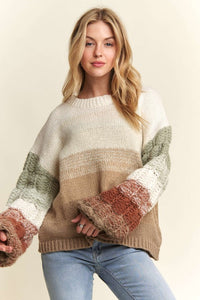 Oversize puff sleeve ombré sweater