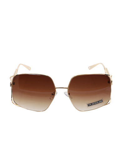 Gold tone brown lens sunglasses