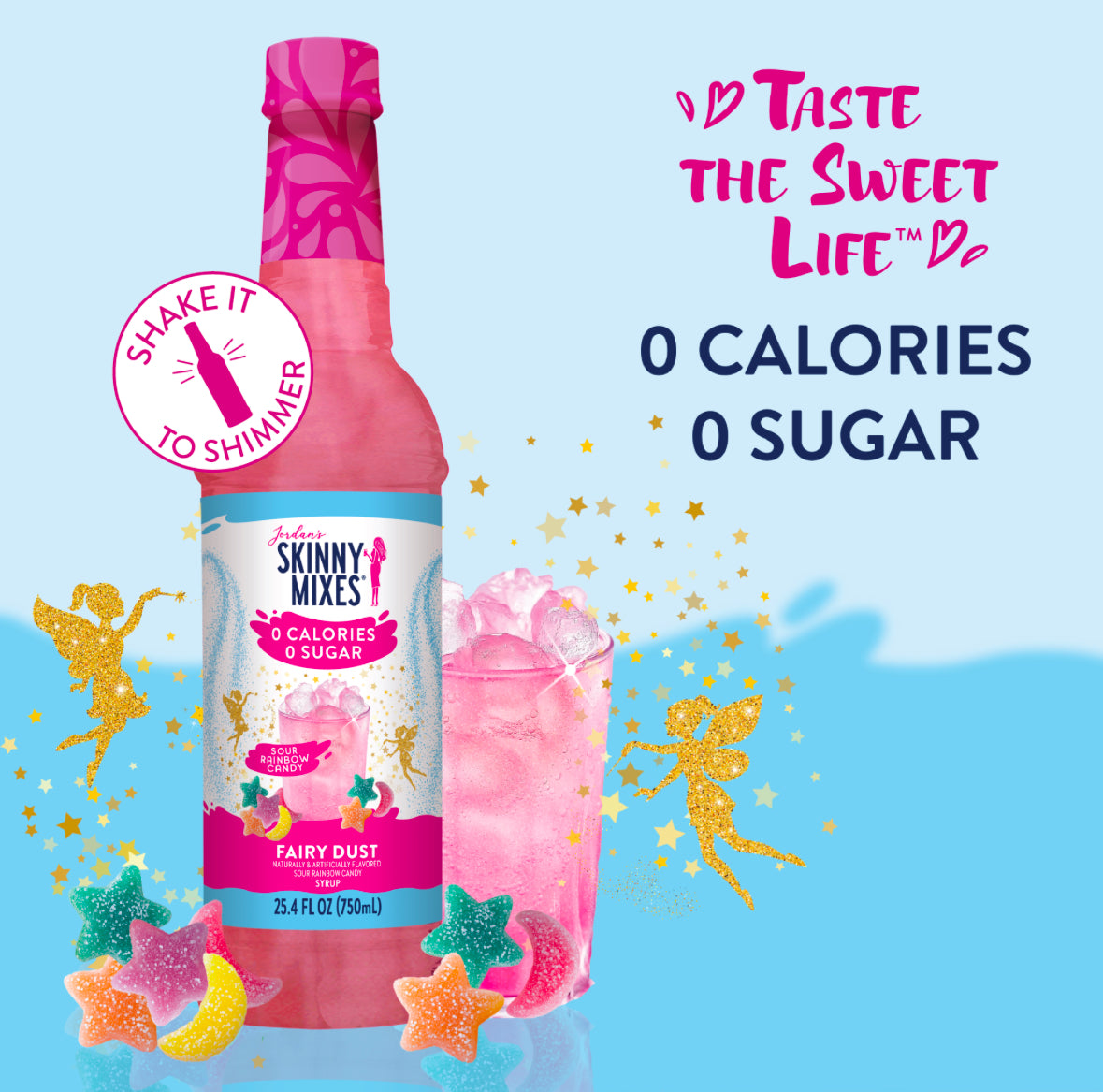 NEW! Jordan's Skinny Syrups Sour Fairy Dust Sugar Free Drink Syrup Mix