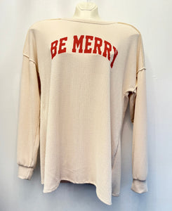 Merry Cream ribbed Christmas Reg & Plus Size top