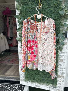 Bibi floral mix print peasant top