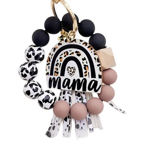 Mama leopard wristlet keychain