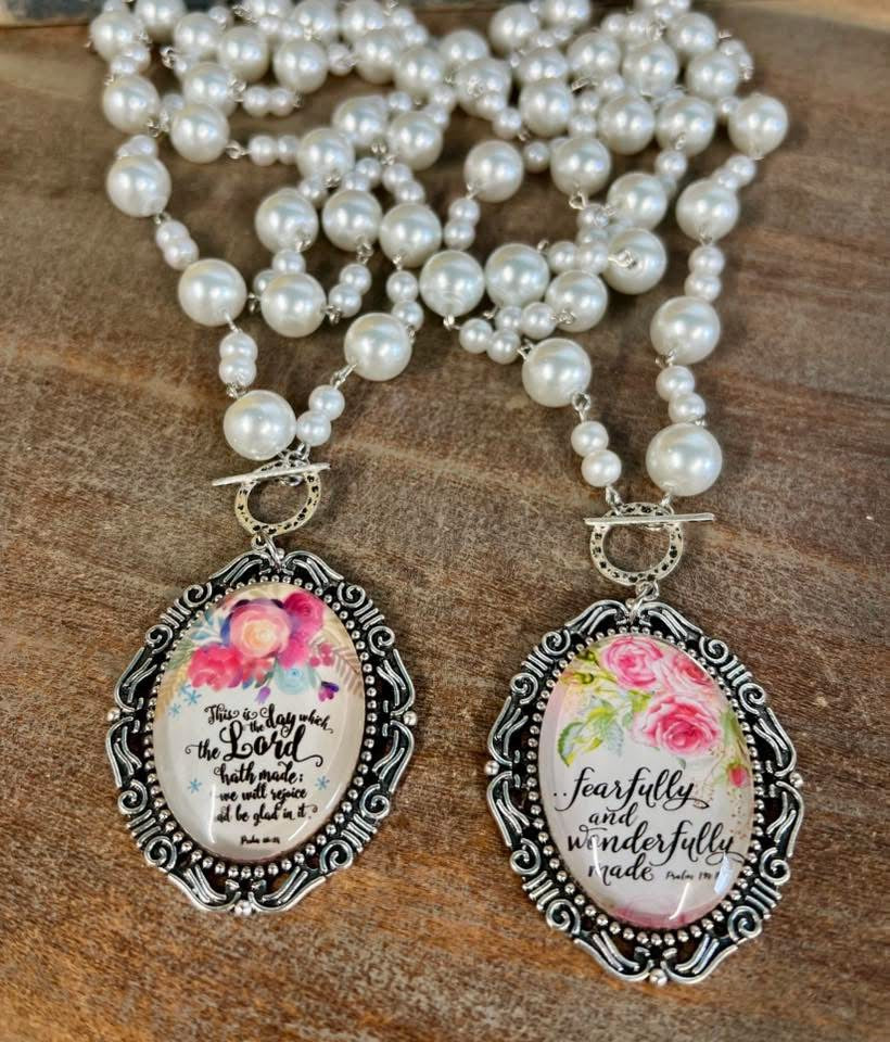 Handmade Christian pearl necklace