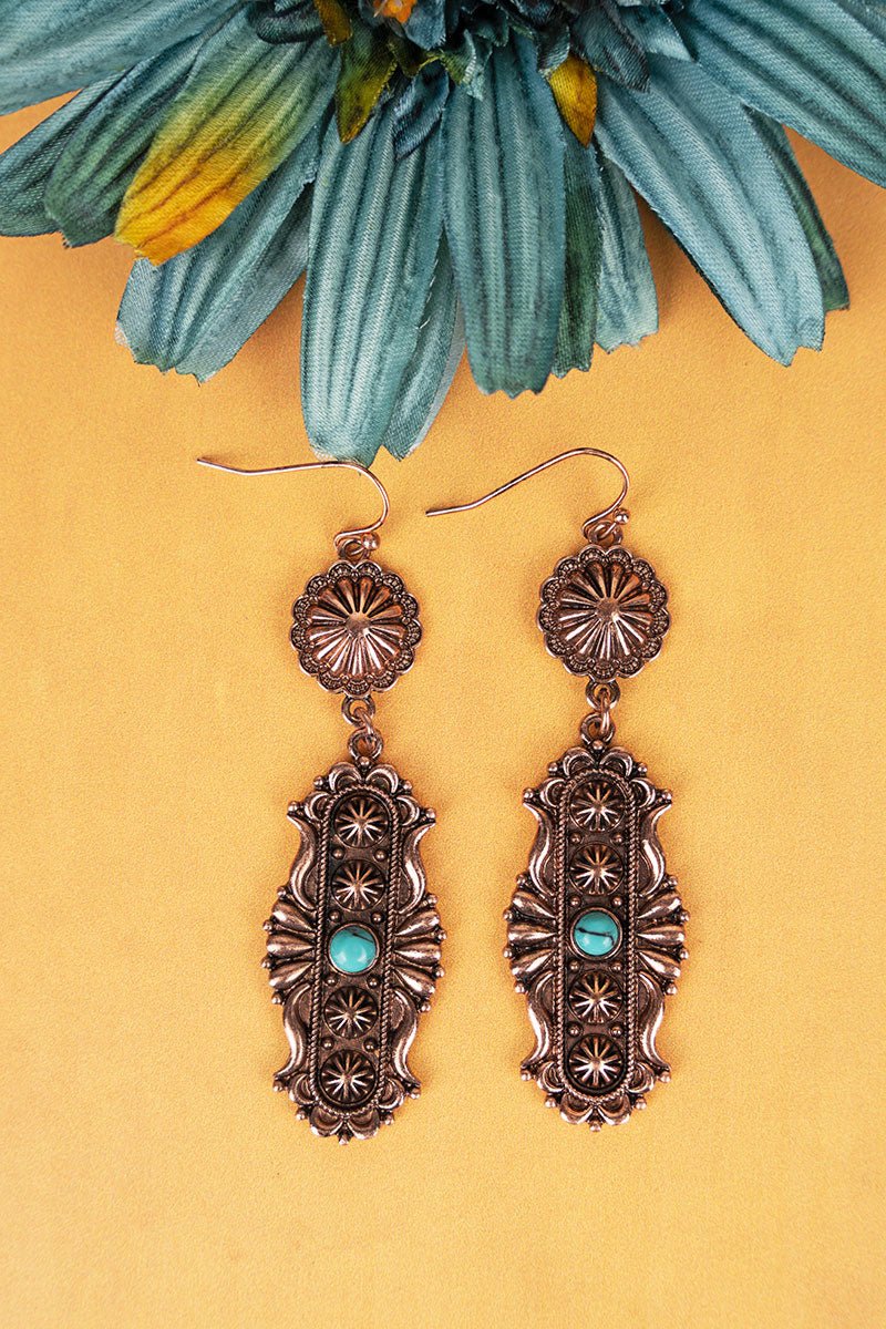 Copper and turquoise dangle earrings