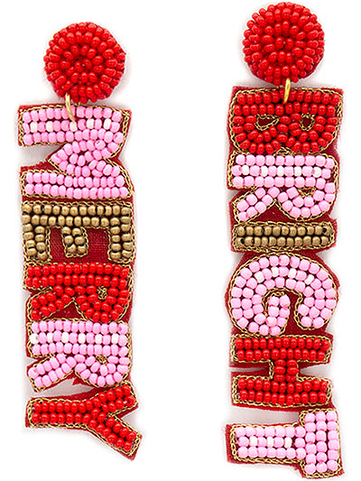 Merry & Bright pink & red Christmas earrings