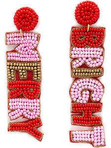 Merry & Bright pink & red Christmas earrings