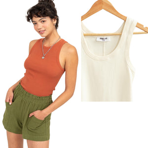 Rust or ivory ribbed tank top