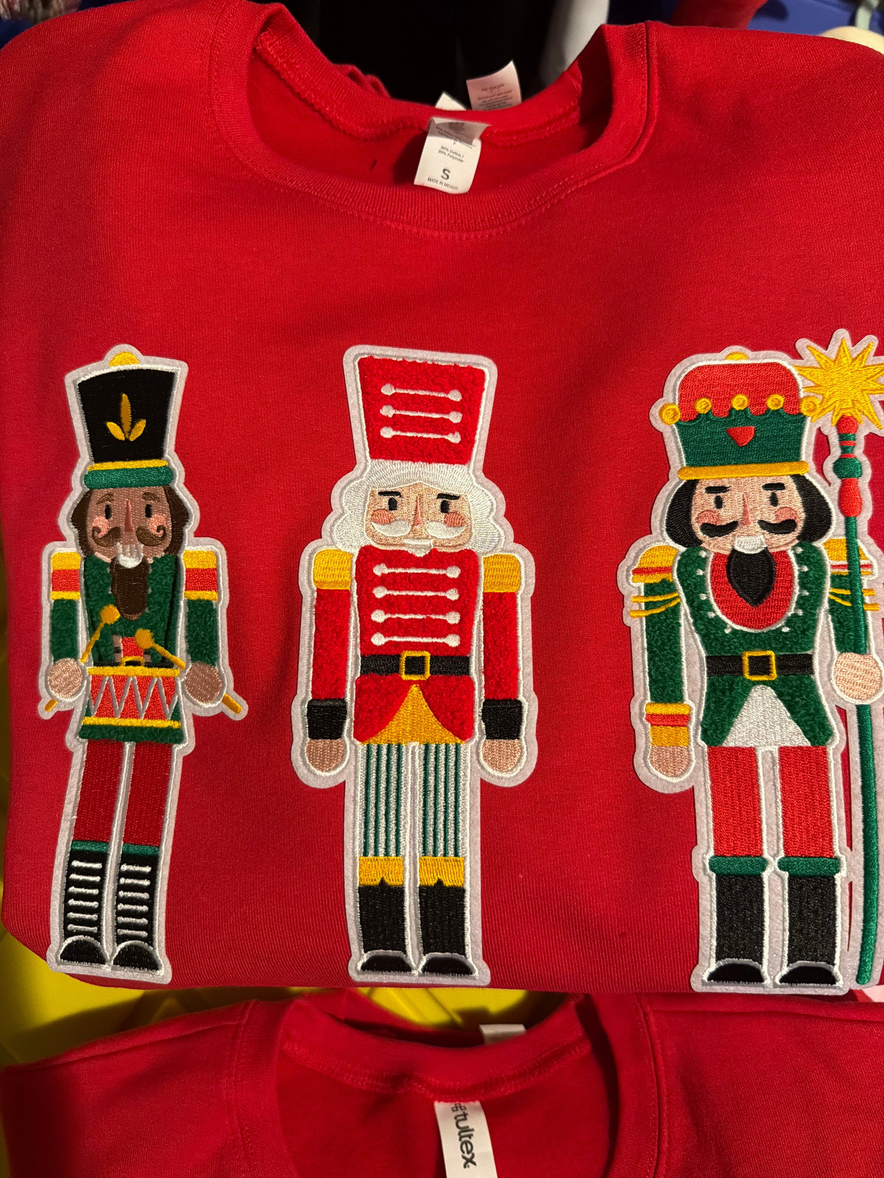 Red nutcracker chenille patch sweatshirt Reg & Plus Size