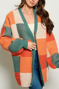 Fall color block sweater cardigan