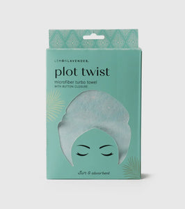 Plot Twist microfiber turbo head towel w/ button closure