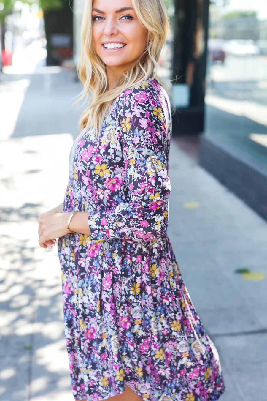 Spring floral swing dress