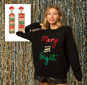 Merry and bright sparkly Christmas tinsel sweater Reg. & Plus Size