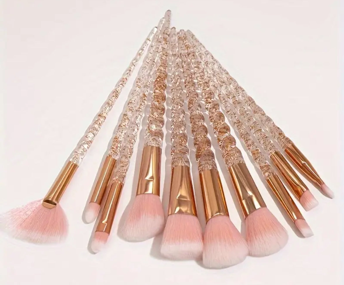 Pink swirl makeup 10pc brush set