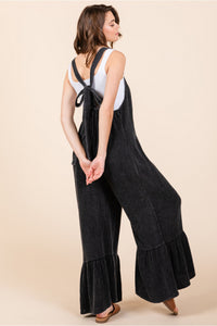 Black ruffle bell bottom jumpsuit