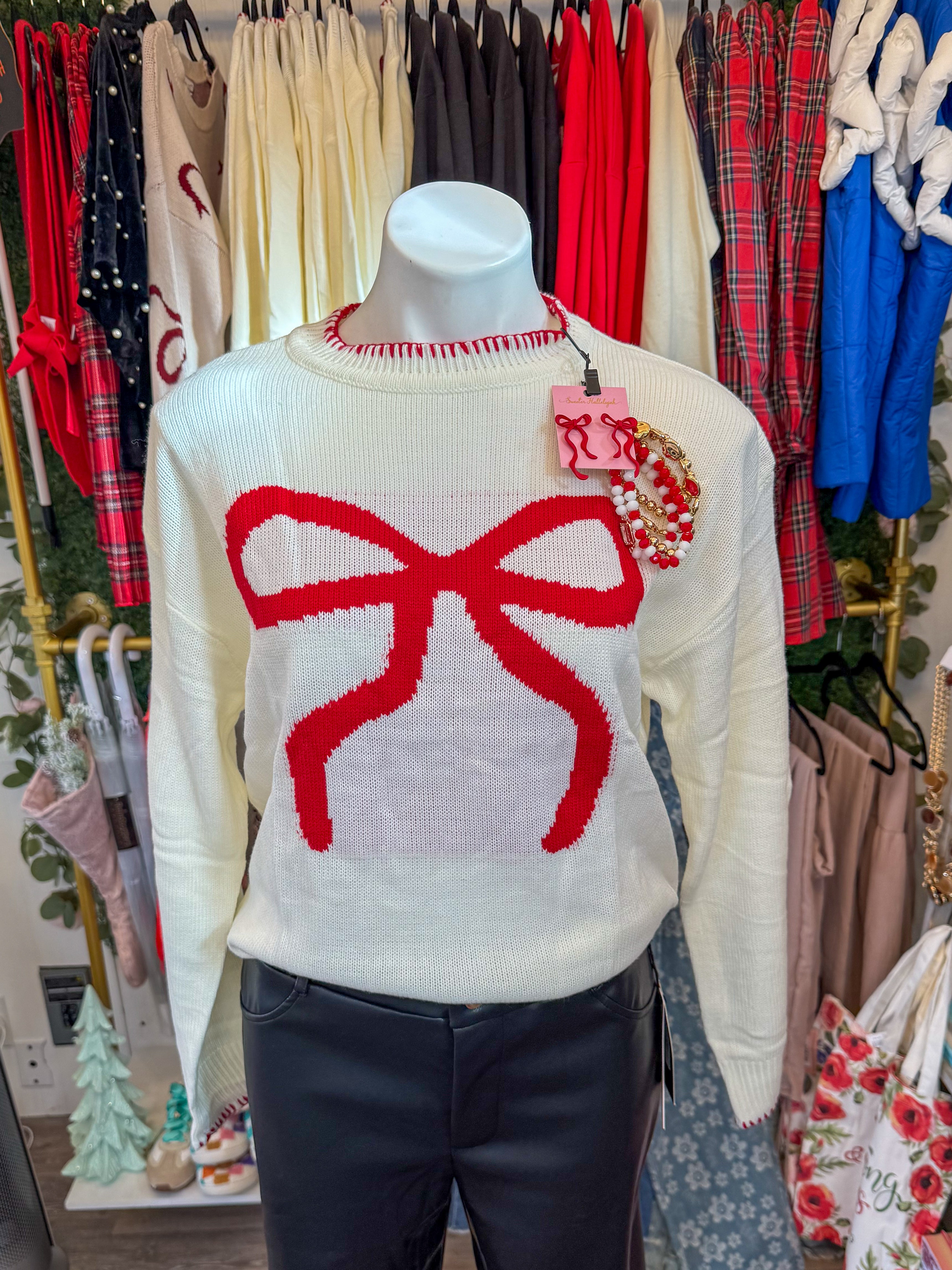 Holiday bow sweater