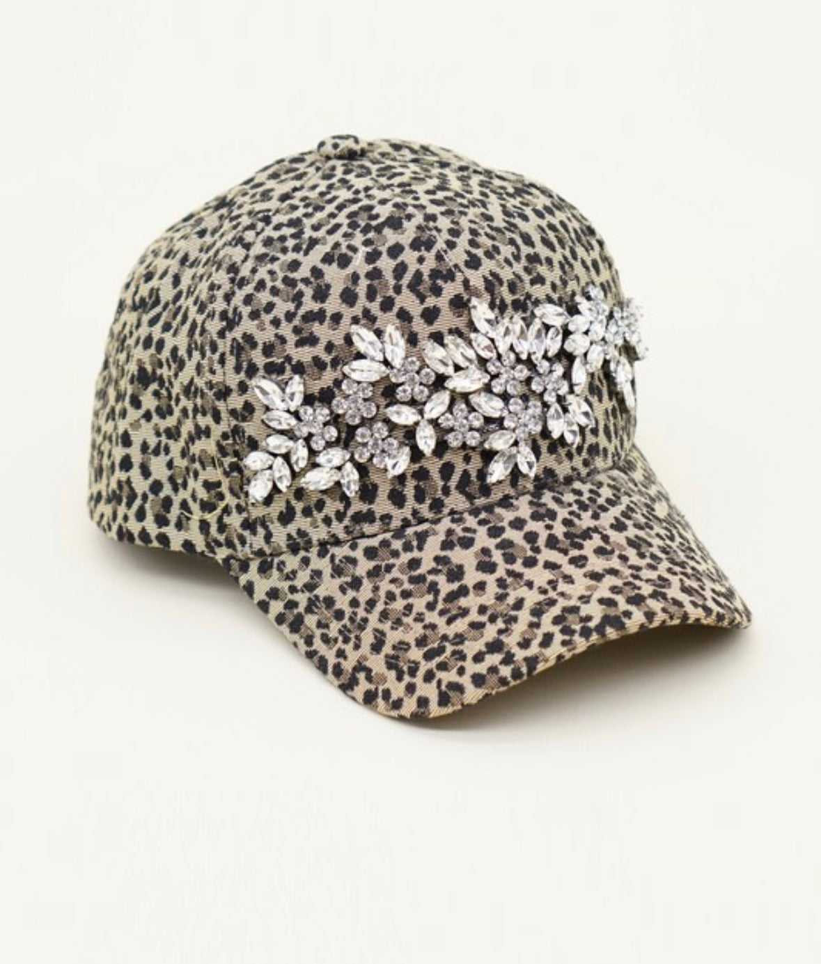 Floral rhinestone leopard Olive & Pique baseball hat