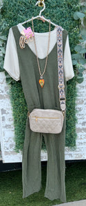 Olive ribbed jumpsuit Reg & Plus Size