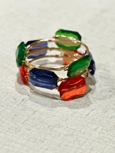 Handmade gem gold stack layering bracelet