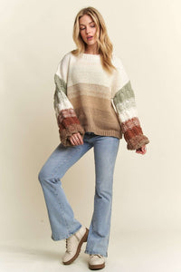 Oversize puff sleeve ombré sweater