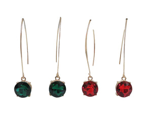 Christmas gem drop earrings green or red