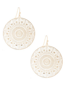 Round mandala gold earrings