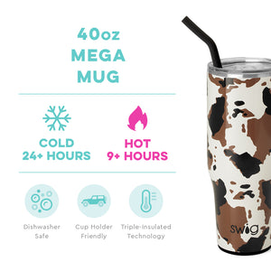 Swig 40oz Hayride Mega Mug Cow Print Tumbler