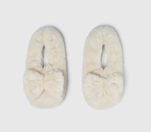 Hello Mello Cuddlers bow heated slippers