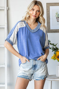 7th Ray blue lace sleeve top