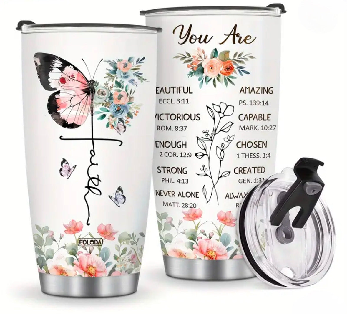 Faith Floral Christian Bible Verse 20oz tumbler