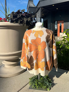 BiBi retro 70's flower fall sweater