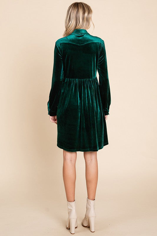 Christmas green velvet dress Reg & Plus Size