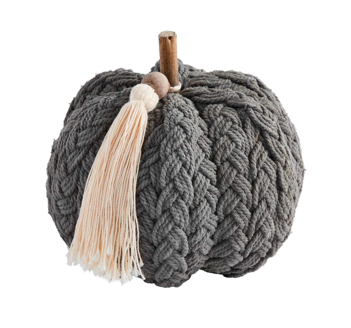 🍁 Mudpie Grey Braided Rope Pumpkin Decor