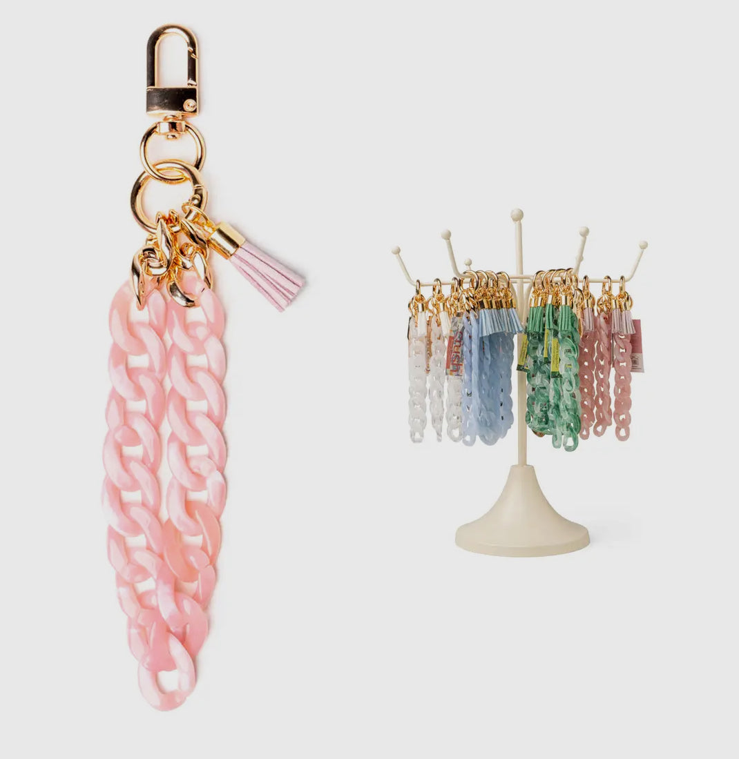 Crush swirled acrylic chain tassel keychain wristlet