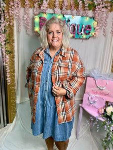 Plus Size rust fall plaid flannel