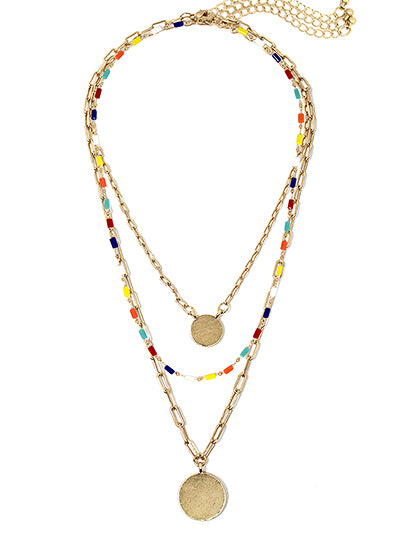 3 layer gold multi bead necklace