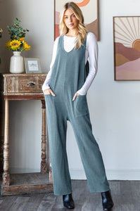 Olive ribbed jumpsuit Reg & Plus Size