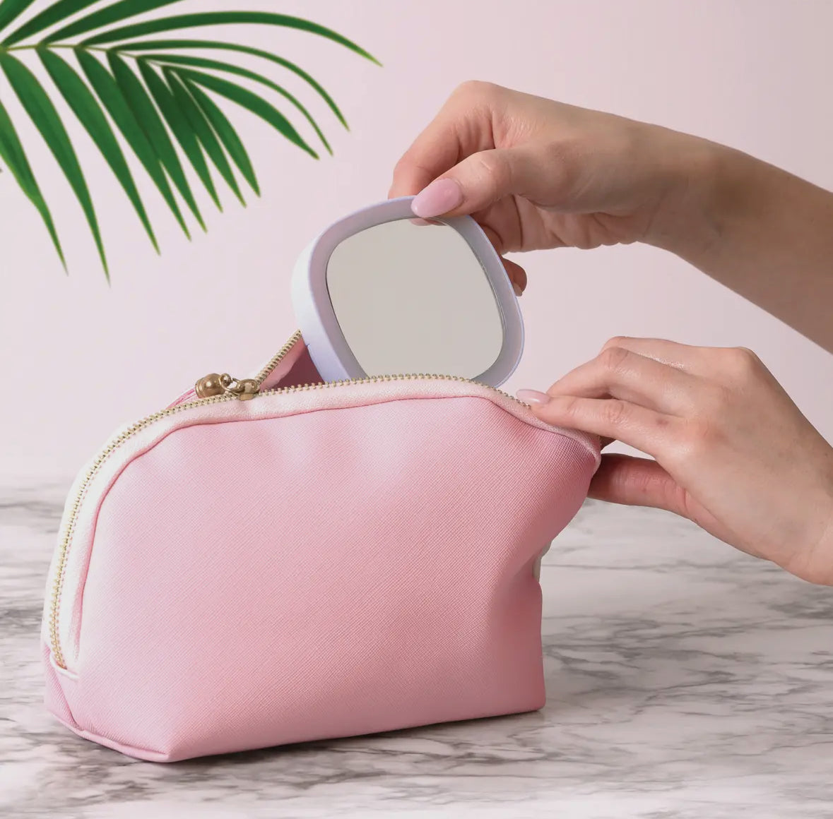Travel mini LED makeup mirror