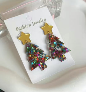 Confetti Christmas tree earrings