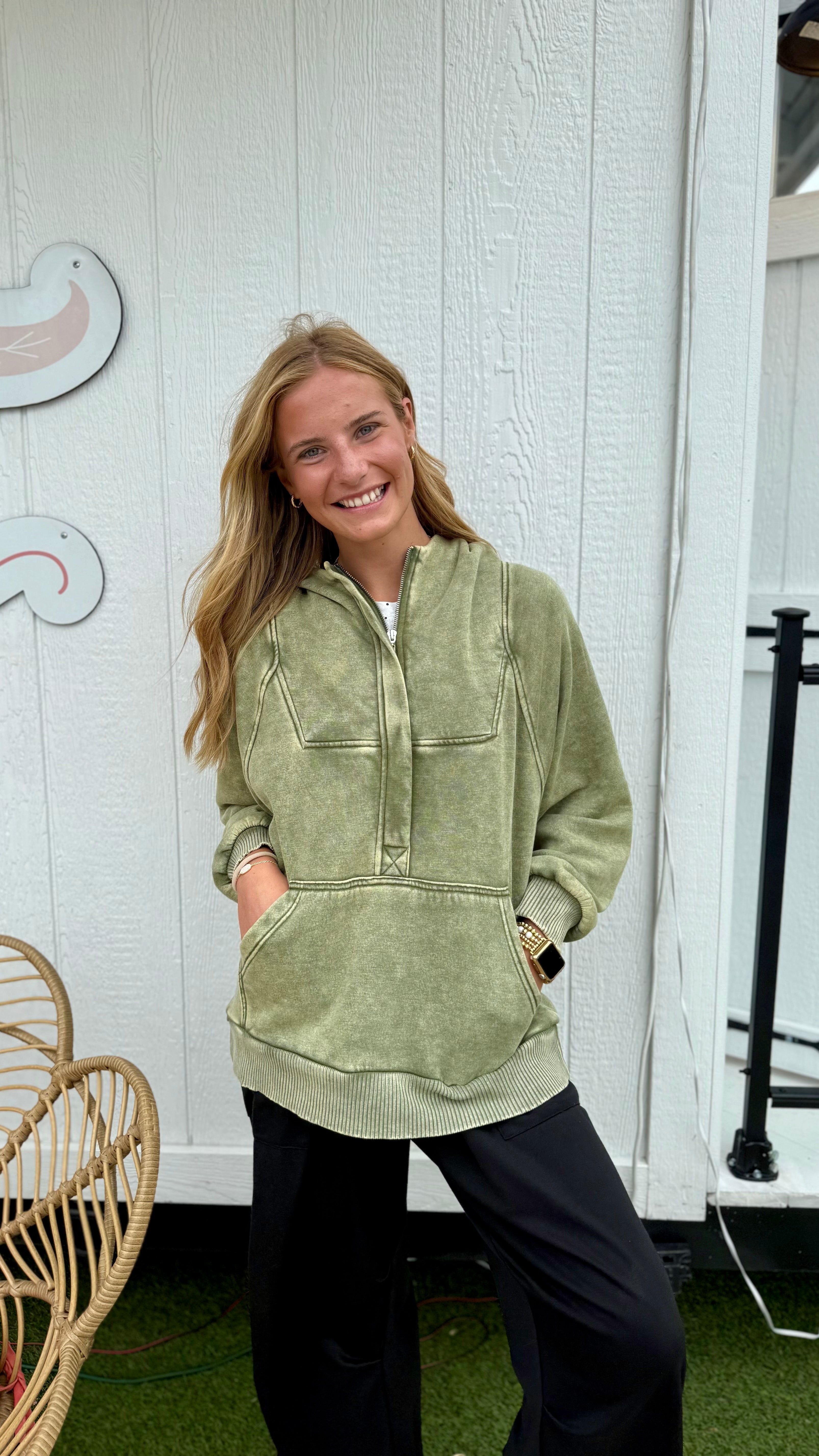 Zenana oversize light olive hoodie