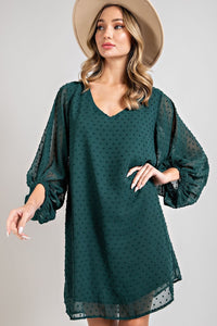 Evergreen fall Swiss dot dress