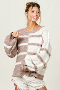 Bibi oversize striped color block fall sweater