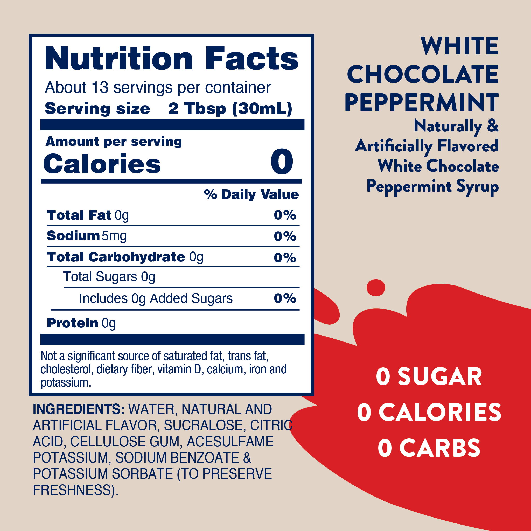 Jordan's Skinny Mixes Sugar Free White Chocolate Peppermint Syrup