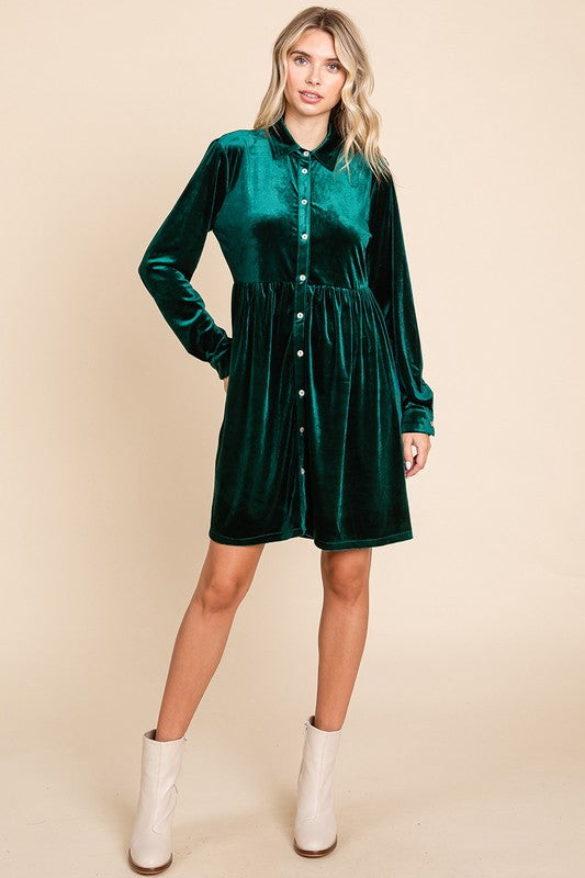 Christmas green velvet dress Reg & Plus Size