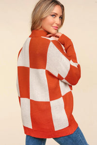 Fall pumpkin checkered sweater Reg & Plus Size