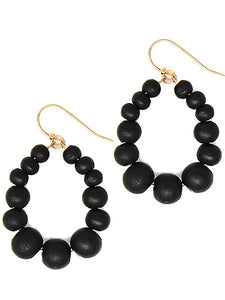 Wood bead dangle earrings cream or black