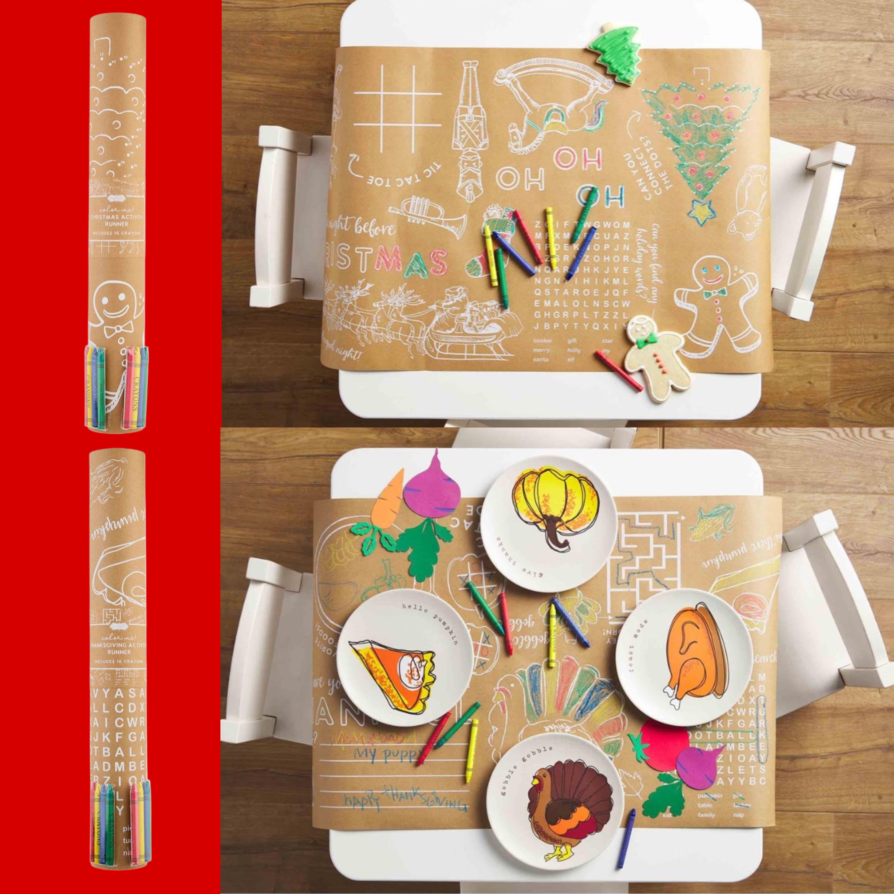 Mudpie Thanksgiving or Christmas  Coloring Table Runner Set