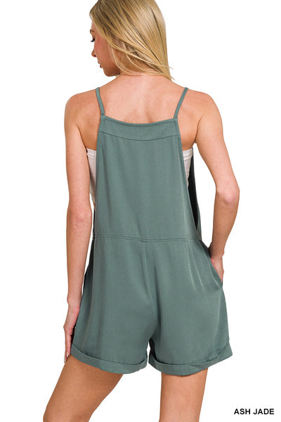 Jade green spring shorts romper