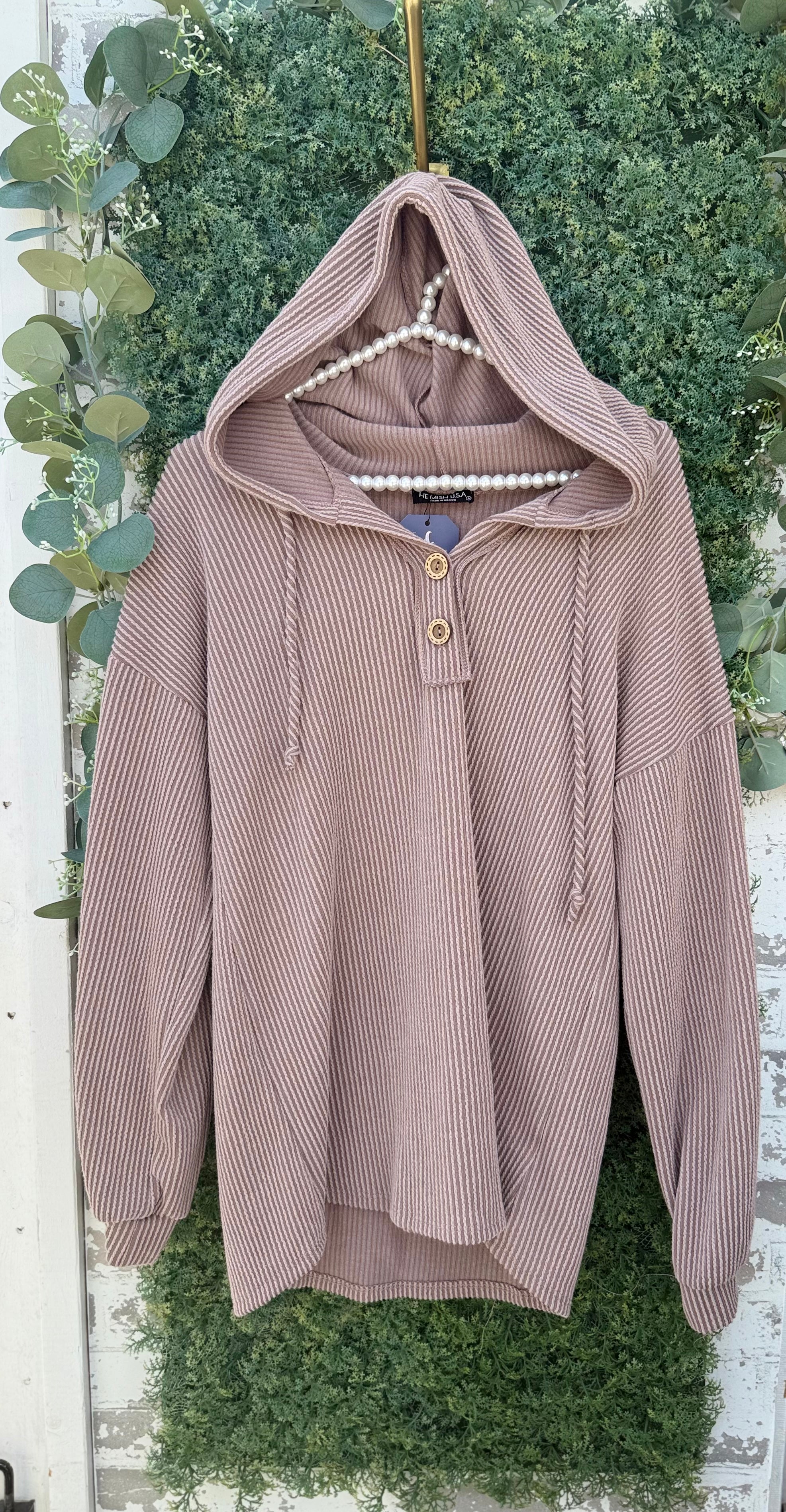 Light brown ribbed hoodie Reg & Plus Size